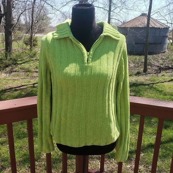 No Boundaries Chunky Knit Spring Pullover Sweater  sz Large Spring Lime - Picture 1 of 9